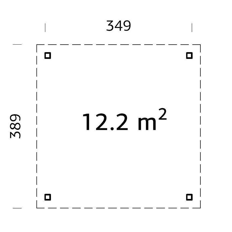 3.5x3.5m (11'x11') Palmako Lucy Luxury Garden Shelter - Pergola Technical Drawing