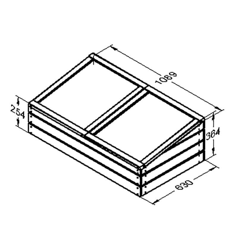 3'7 x 2'1 Forest Large Wooden Cold Frame (1.09m x 0.63m) Technical Drawing