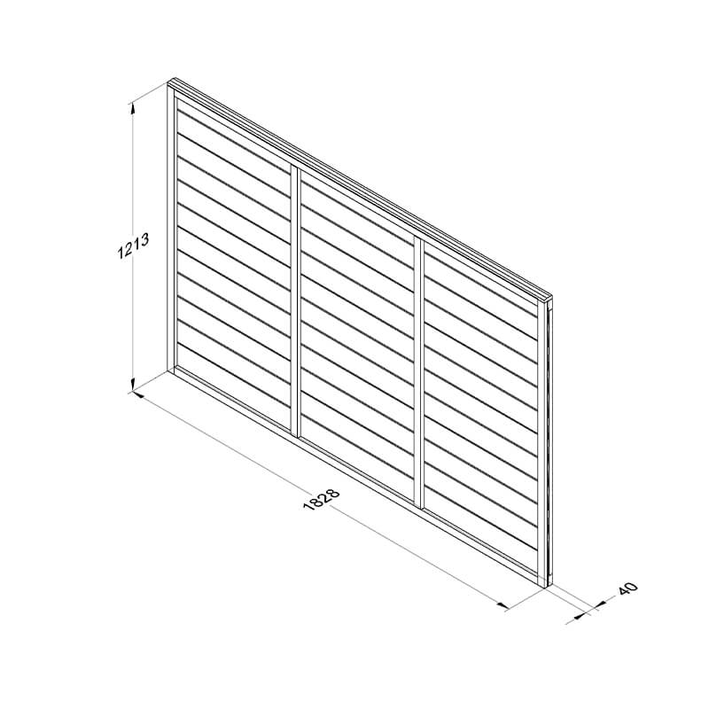 Forest 6' x 4' Straight Cut Overlap Fence Panel (1.83m x 1.22m) Technical Drawing