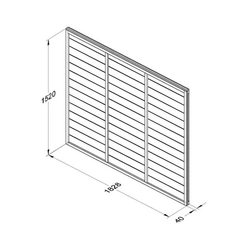 Forest 6' x 5' Straight Cut Overlap Fence Panel (1.83m x 1.52m) Technical Drawing