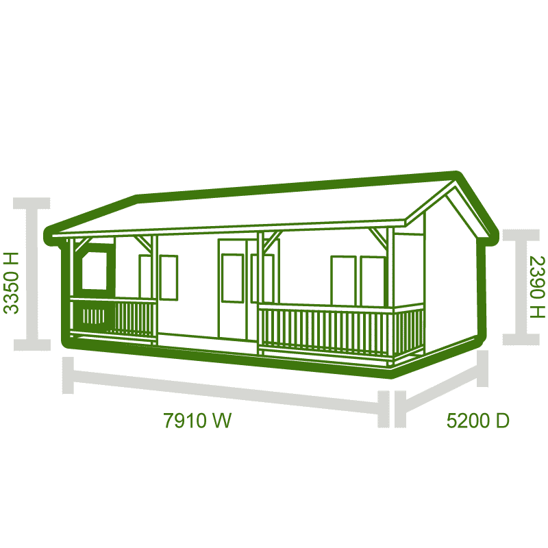 Palmako Sandra 7.5m x 4.8m Log Cabin Summer House (44mm) Technical Drawing