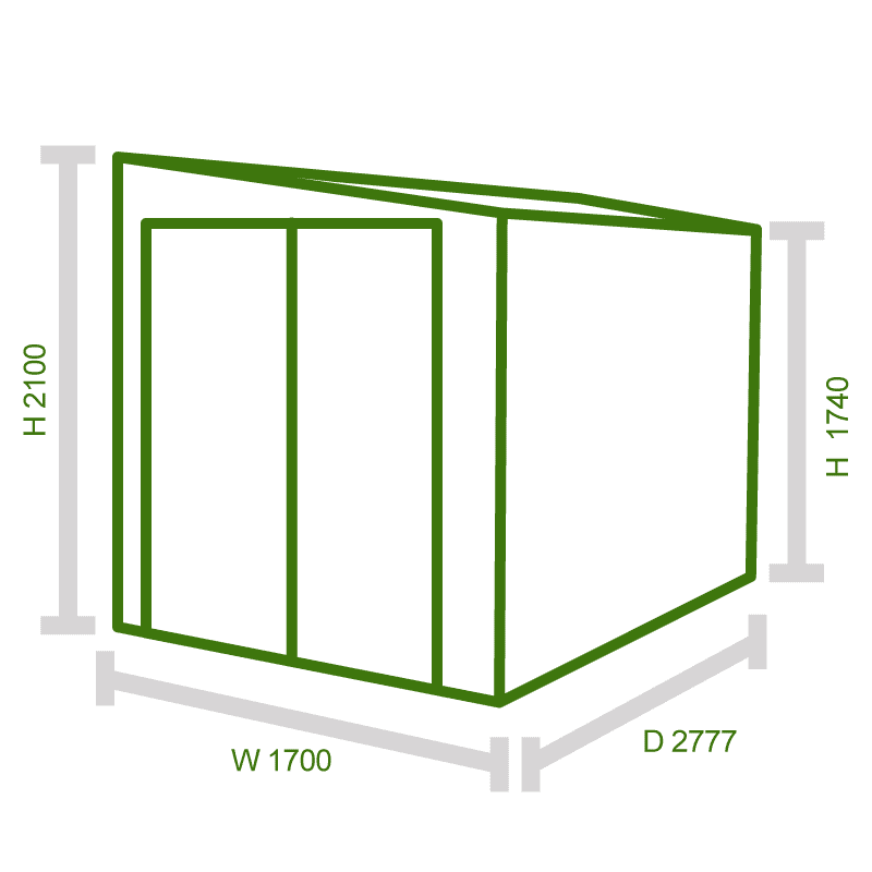 9'x5' (2.7x1.5m) Trimetals 'Protect a Bike' Secure Garden Storage Technical Drawing