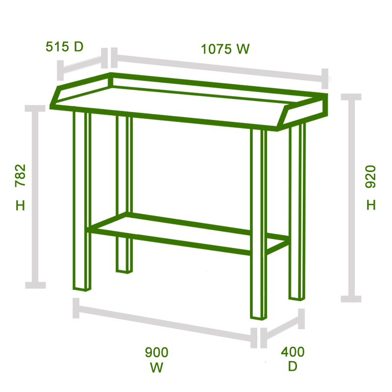 Wooden Potting Bench Technical Drawing