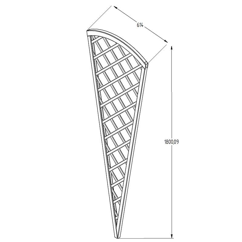 6' x 2' Forest Hidcote Decorative Diamond Lattice Fan Trellis (1.8m x 0.61m) Technical Drawing