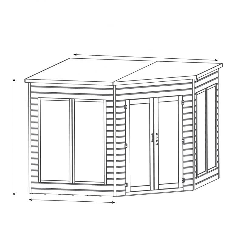 9' x 9' Mercia Premium Corner Summer House (2.9m x 2.9m) Technical Drawing