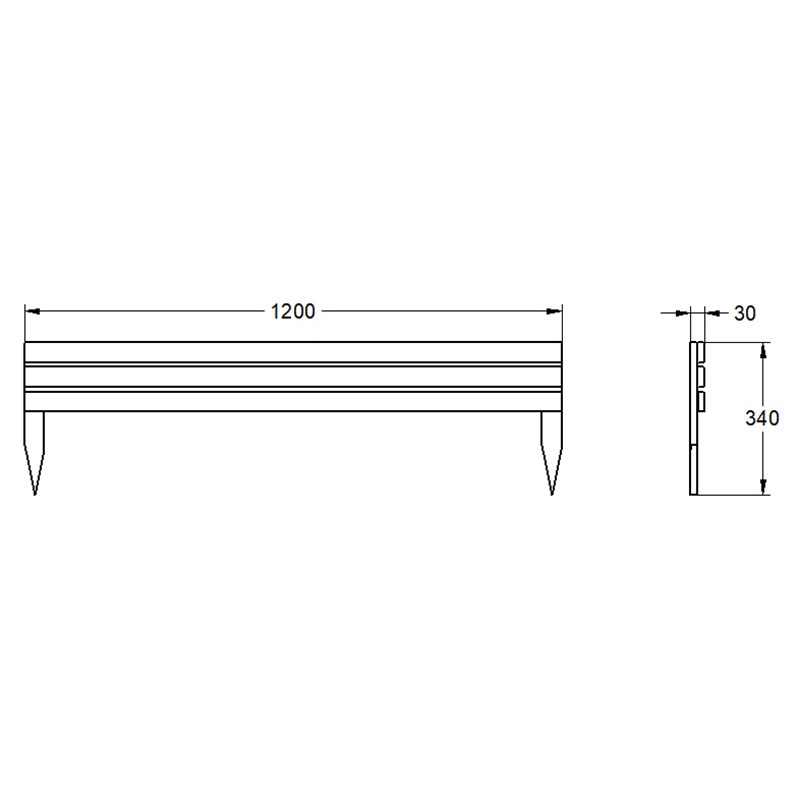 Forest Slatted Edging 1.2m (3 Pack) Technical Drawing