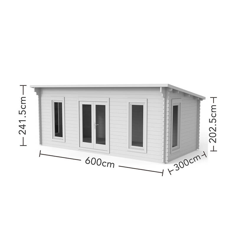 Forest Arley 6m x 3m Log Cabin (45mm) Technical Drawing