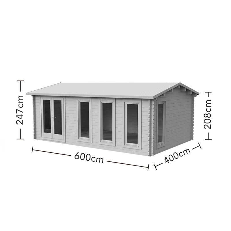 Forest Blakedown 6m x 4m Log Cabin (45mm) Technical Drawing