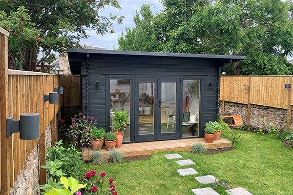 Forest Melbury 4m x 3m Log Cabin (34mm) Double Glazed and painted black