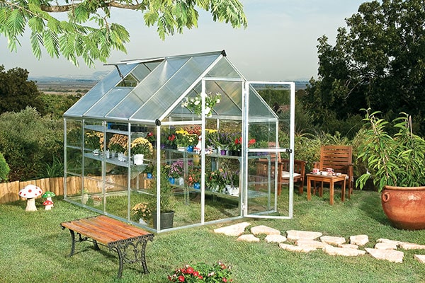 6' x 8' Palram Canopia Hybrid Walk-In Silver Polycarbonate Greenhouse