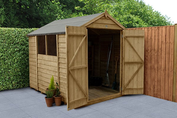 8x6 Forest Overlap Pressure Treated Double Door Apex Wooden Shed