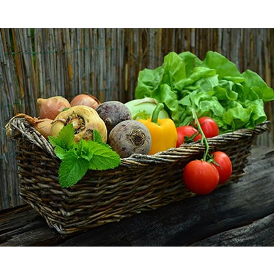 a basket of fruit and vegetables