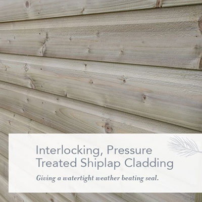 a wooden shed's shiplap walls and a captioning explaining they're weathertight
