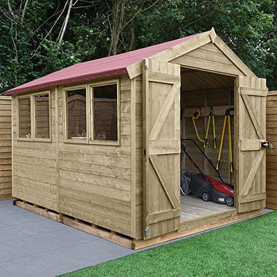 10' x 8' Forest Tongue & Groove Apex Pressure Treated Wooden Double Door Shed
