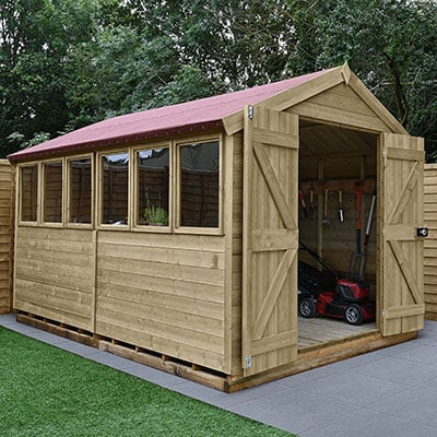 12' x 8' Forest Tongue & Groove Apex Pressure Treated Wooden Double Door Shed