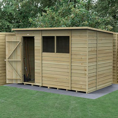 a 10x6 garden shed with pent roof and 2 windows