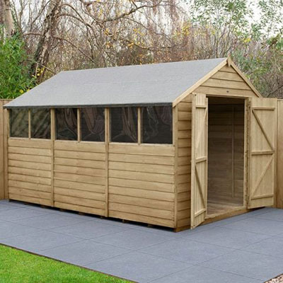 12x8 Forest Overlap Pressure Treated Double Door Apex Wooden Shed