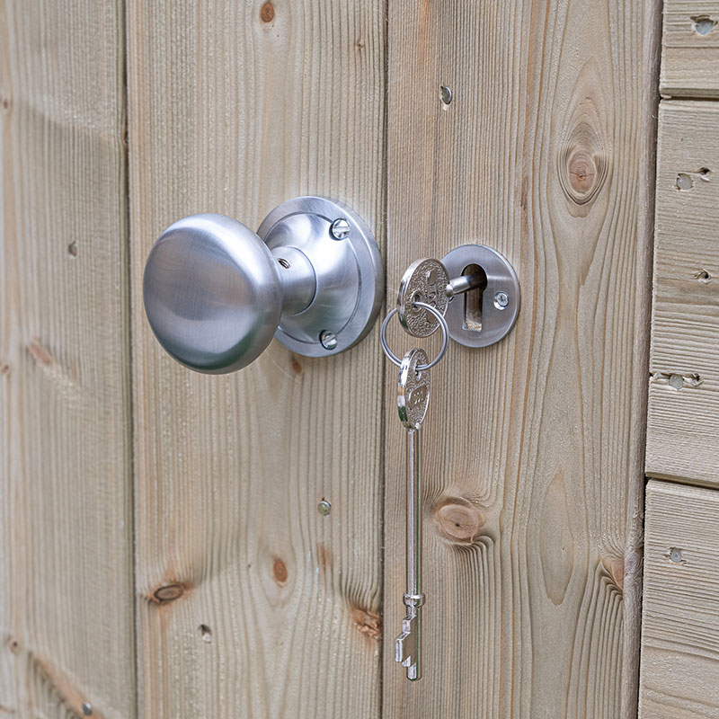 the key operated lock on a Forest Premium Shed door