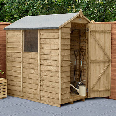 6x4 Forest Overlap Pressure Treated Apex Wooden Shed