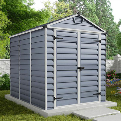 an 8x6 grey plastic shed