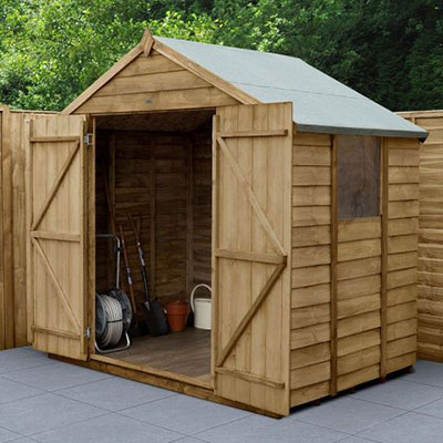 7x5 Forest Overlap Pressure Treated Double Door Apex Wooden Shed