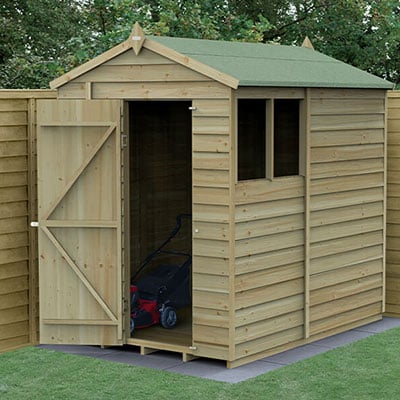 a 7x5 apex wood shed with 2 windows