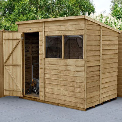 a pressure-treated pent shed
