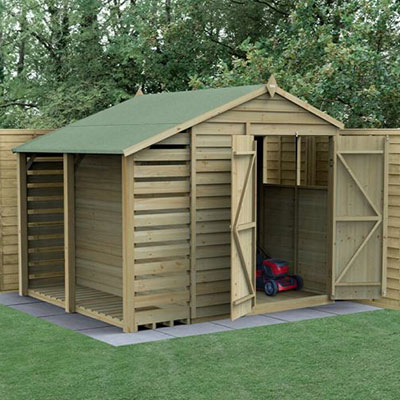 an 8x6 shed with integral logstore