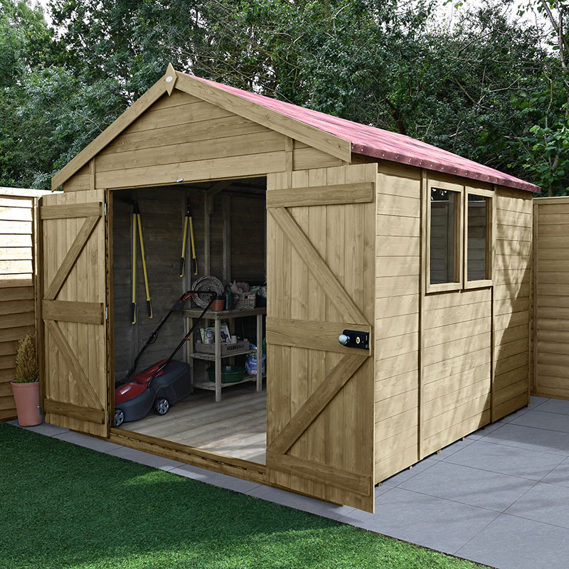 10' x 8' Forest Premium Tongue & Groove Pressure Treated Double Door Apex Shed