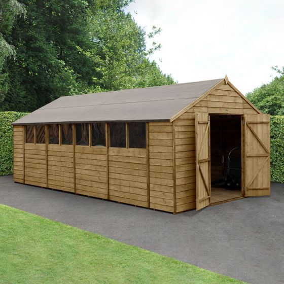 10' x 20' Forest 4Life Overlap Pressure Treated Double Door Apex Wooden Shed