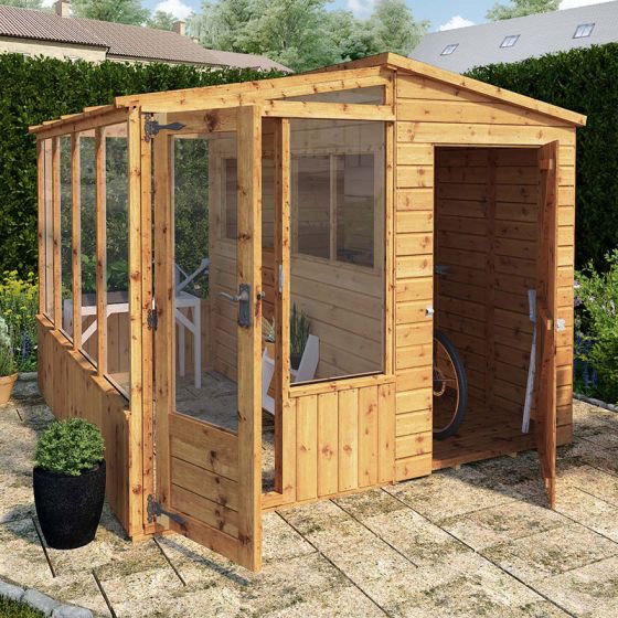 8'3 x 8'2 Mercia Wooden Combi Shed Greenhouse