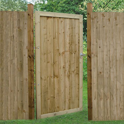 a featheredge wooden garden gate