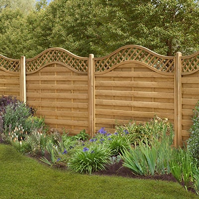 6x6 decorative fence panels with a trellis top section