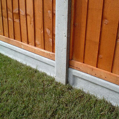 concrete gravel boards, concrete fence posts and wooden fence panels