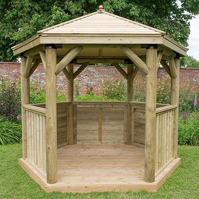 10' x 9' Luxury Wooden Garden Gazebo with Timber Roof