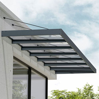 a contemporary acrylic porch canopy
