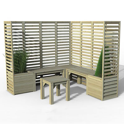 a modular wooden garden seating set