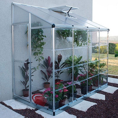 8'x4' Palram Canopia Hybrid Silver Lean To Wall Walk In Greenhouse