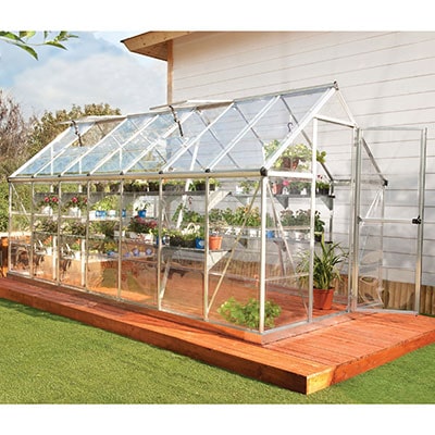 6'x14' Palram Canopia Harmony Large Walk In Silver Polycarbonate Greenhouse