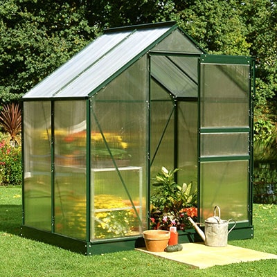 6'x4' Halls Green Frame Polycarbonate Greenhouse