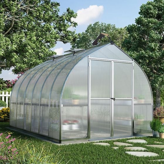 Buy the 8'x12' Palram Canopia Bella Large Walk In Silver Aluminium Framed Greenhouse now