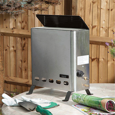 A stainless steel greenhouse heater