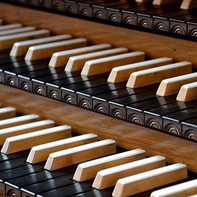 a church organ's keys