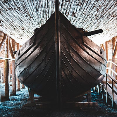 a Viking longboat built from shiplap cladding