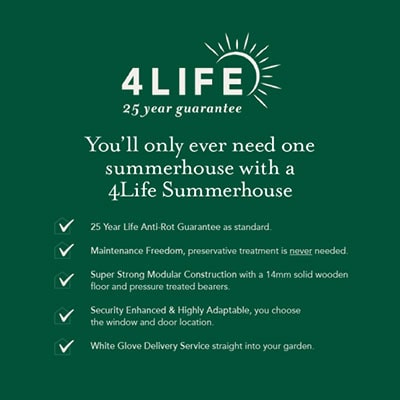 an infographic showing the benefits of a Forest 4Life summerhouse
