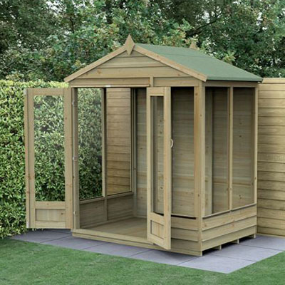 a 6x4 small summerhouse with double doors and extensive glazing