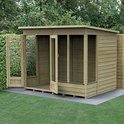 an 8x6 summerhouse with pent roof