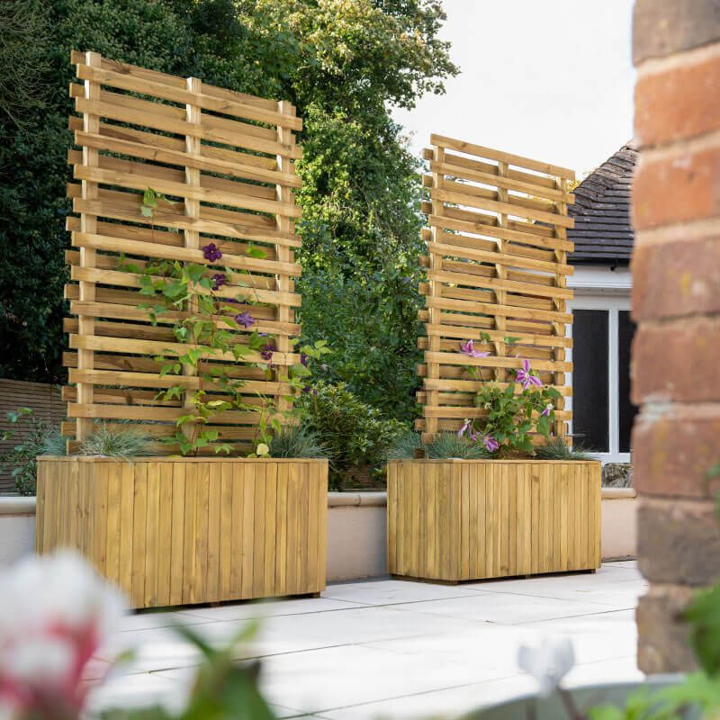 A photo of a pair of Forest Wooden Garden Living Wall Planter - Click HERE to View Product