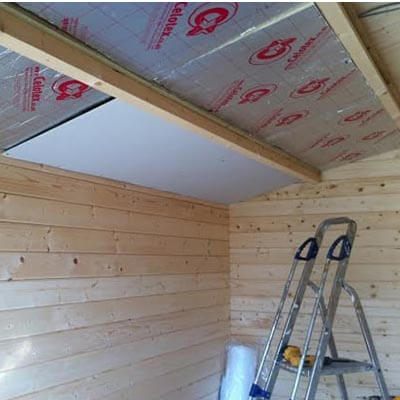 A photo of Insulation in a Shed Roof