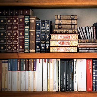 books on a bookcase 